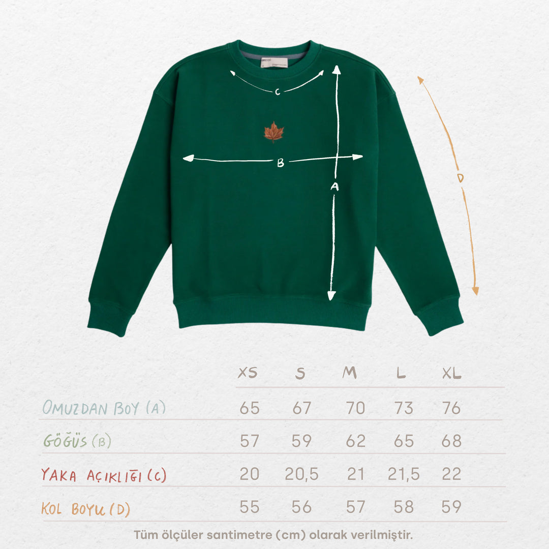Autumn Leaf Sweatshirt - Orman Yeşili