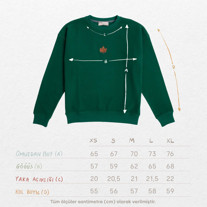 Autumn Leaf Sweatshirt - Orman Yeşili