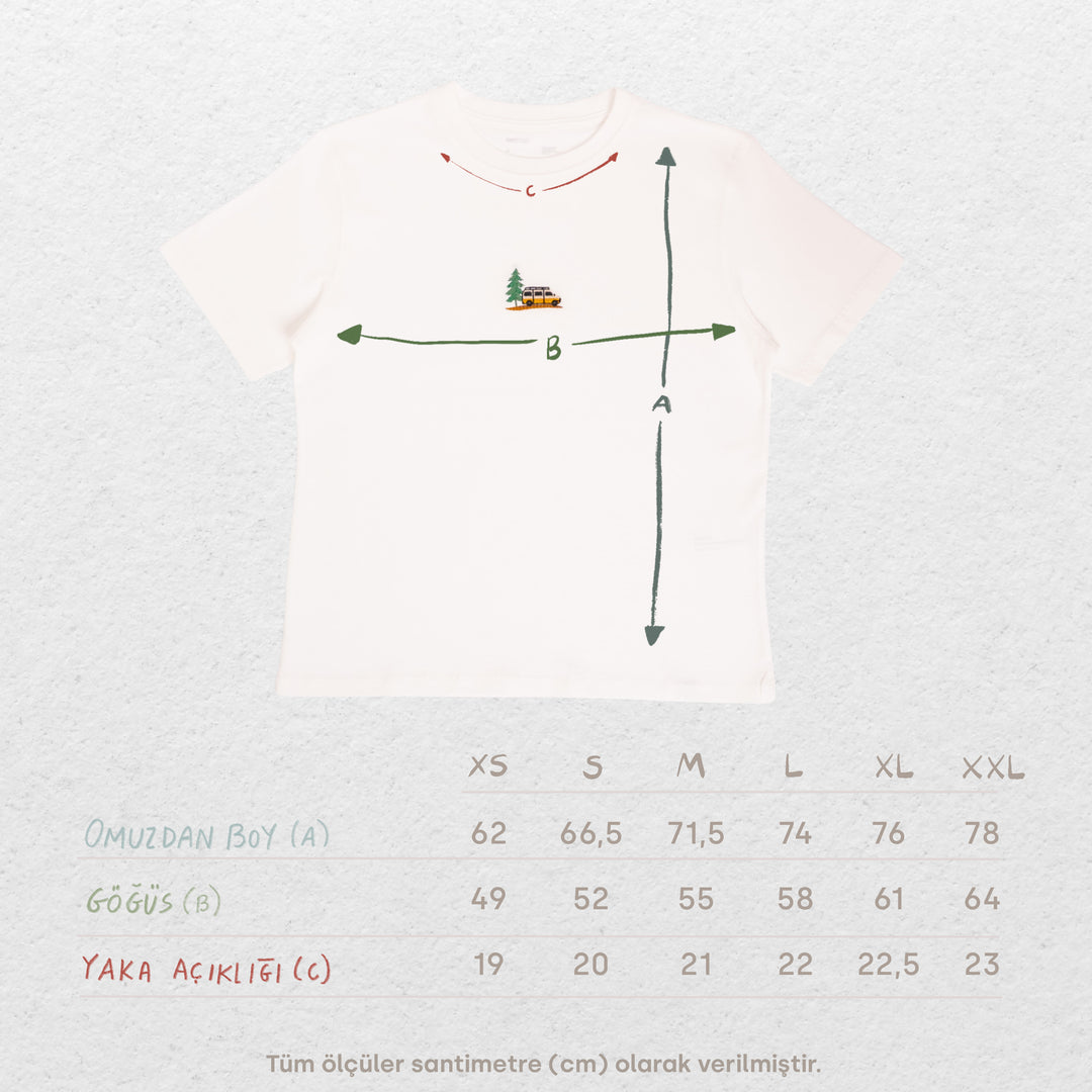 Vanlife & Pine Tshirt - Antik Beyaz