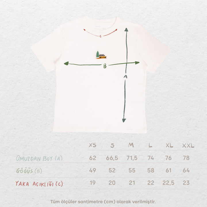 Vanlife & Pine Tshirt - Antik Beyaz