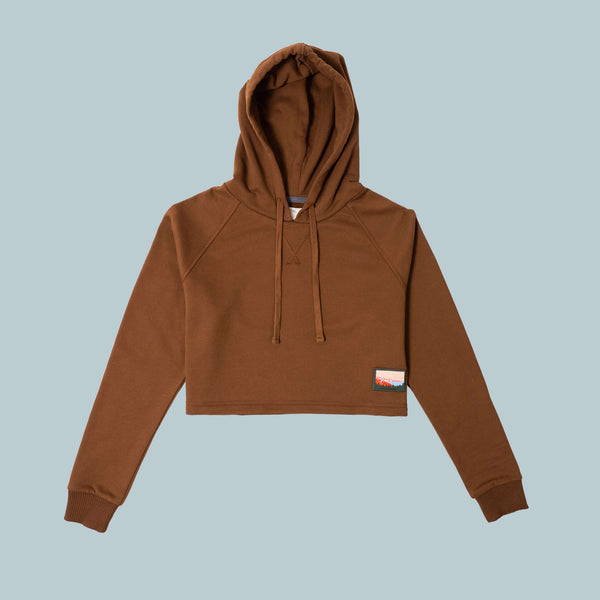 Slow Down Crop Hoodie - Çikolata